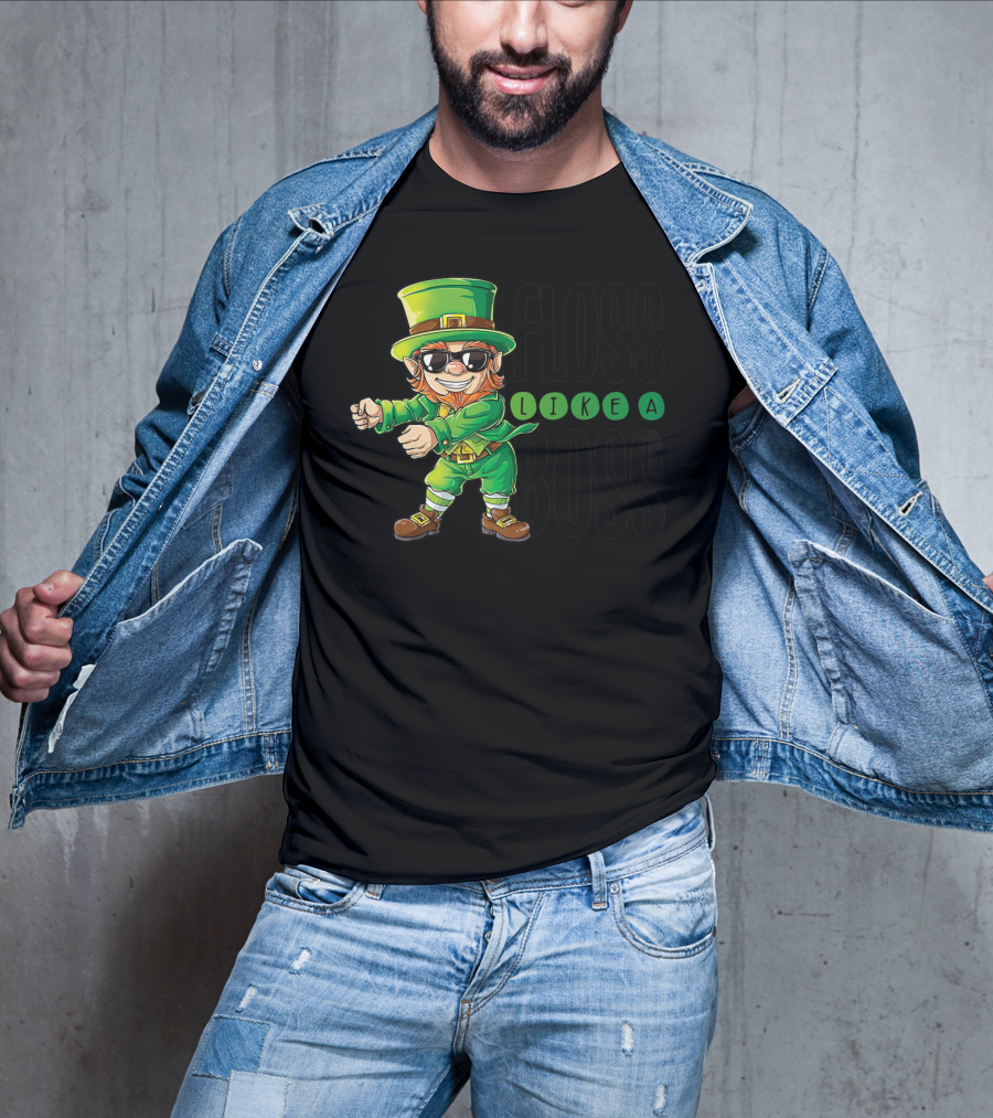 Floss Like A Boss Leprechaun In Sunglasses T-Shirt