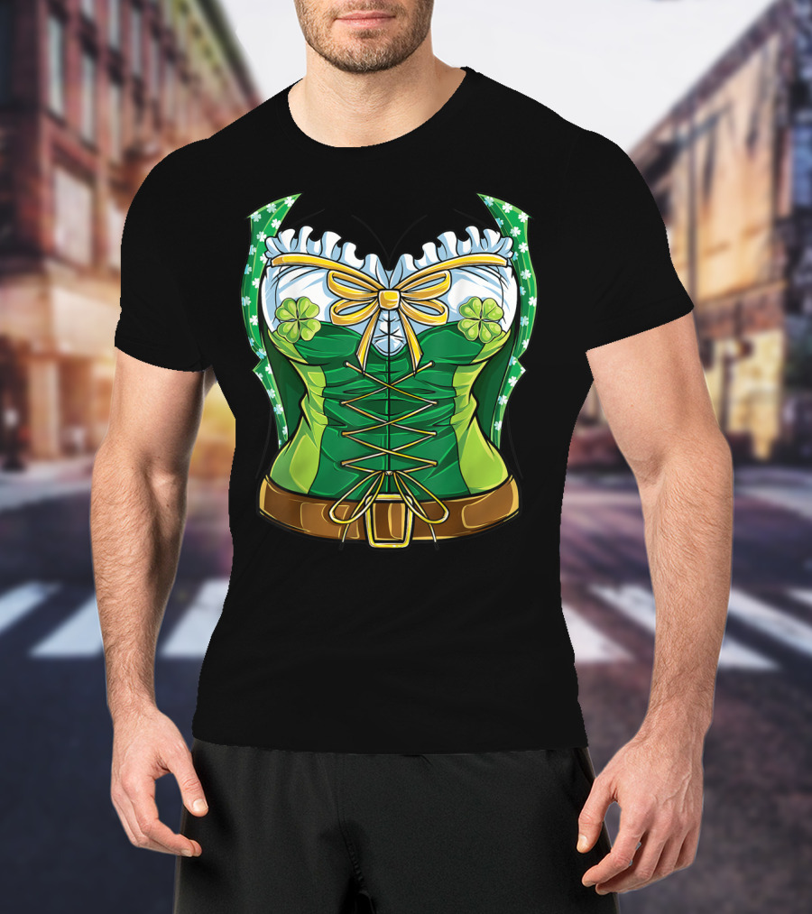 Green Leprechaun Costume St Patrick's Day Women Corset T-Shirt