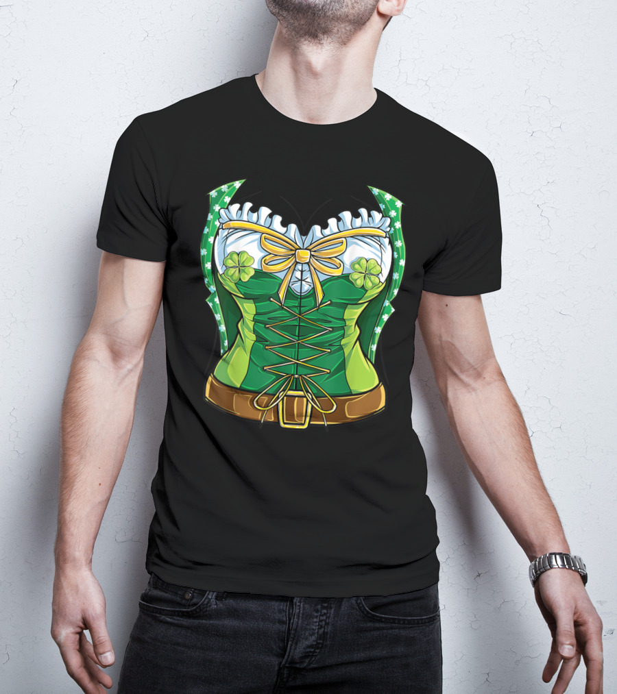 Green Leprechaun Costume St Patrick's Day Women Corset T-Shirt