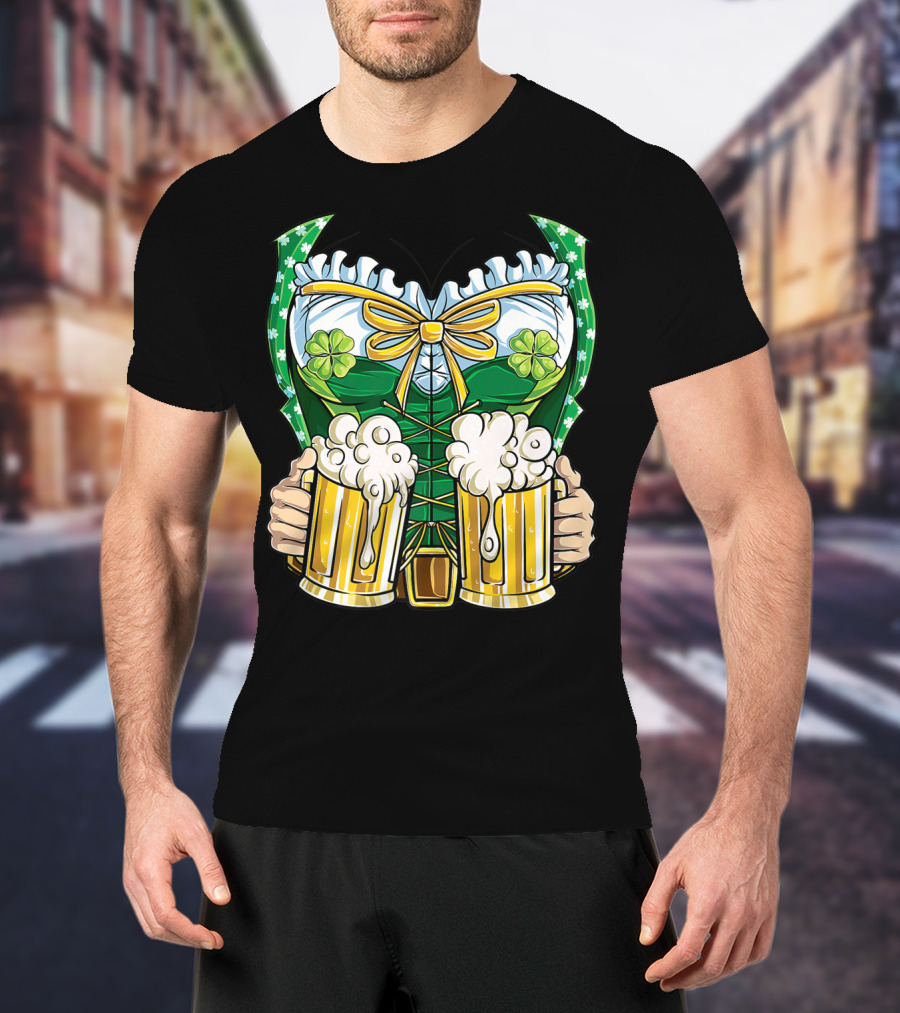 Leprechaun Girl Costume St Patricks Day Beer Clover Corset Women's Top T-Shirt