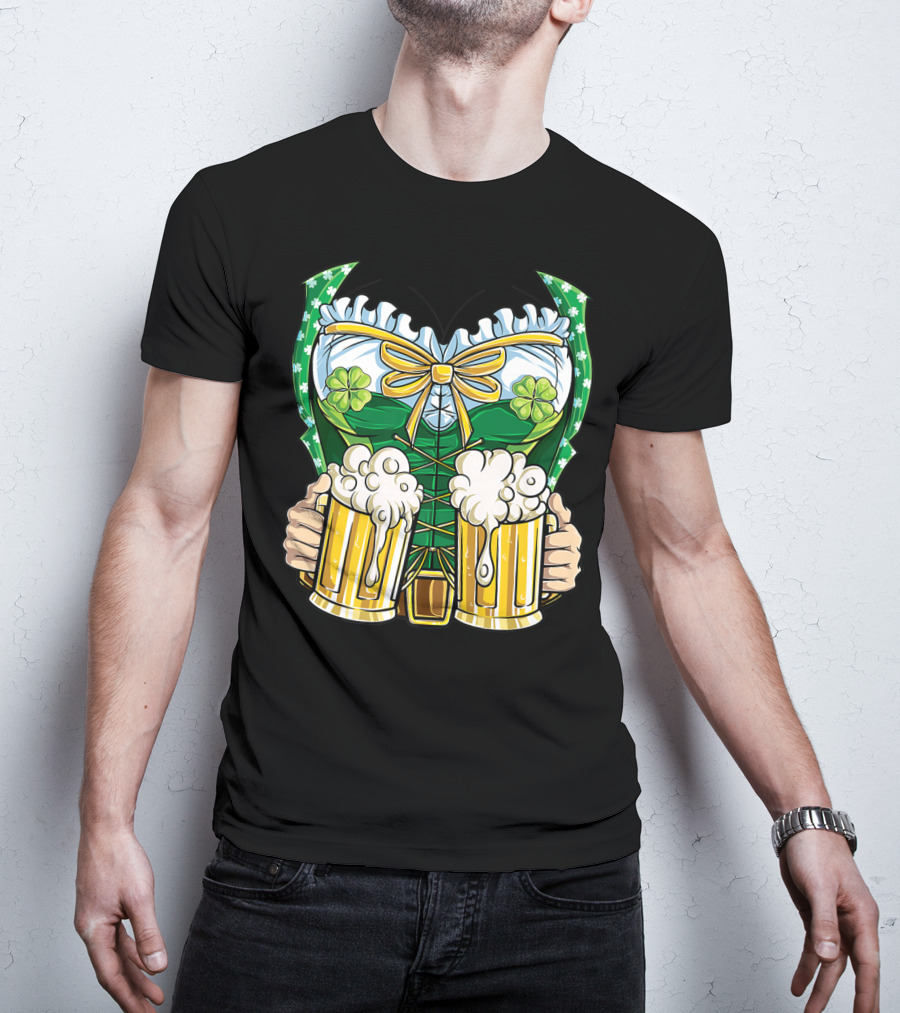 Leprechaun Girl Costume St Patricks Day Beer Clover Corset Women's Top T-Shirt