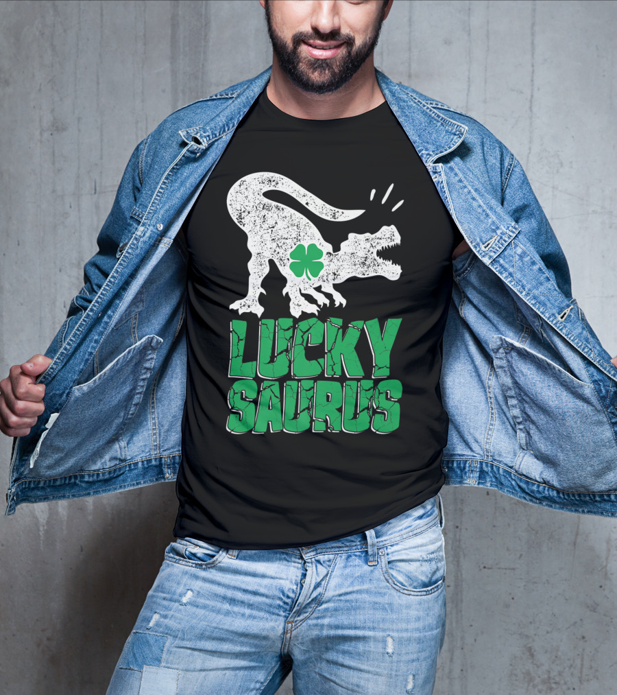 Lucky Saurus Irish Dinosaur Rex T-Shirt