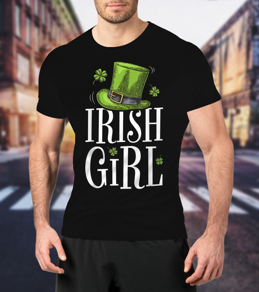 Irish Girl St Patricks Day Shamrock Hat T-Shirt