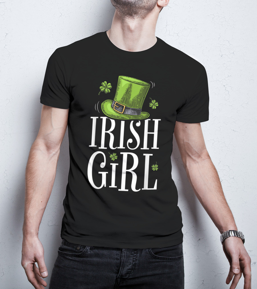 Irish Girl St Patricks Day Shamrock Hat T-Shirt