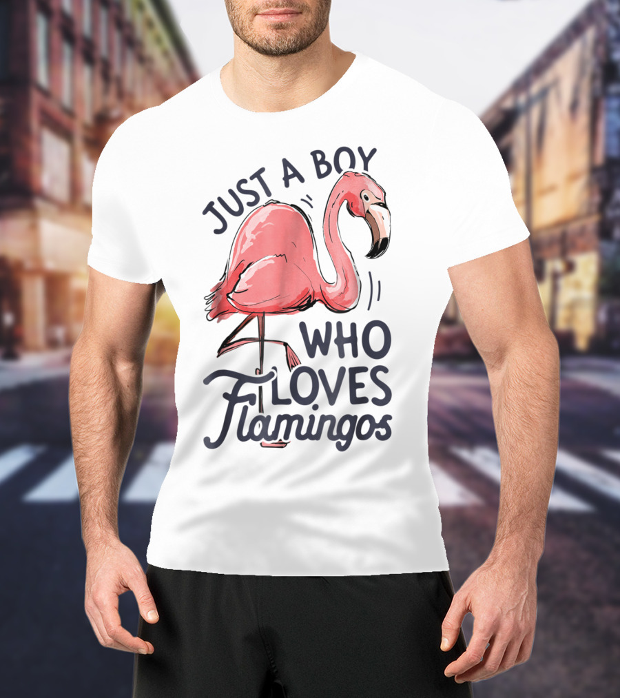 Just A Boy Who Loves Flamingos Pink Flamingo T-Shirt