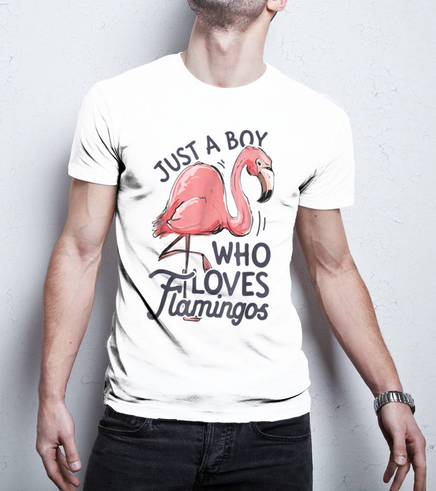 Just A Boy Who Loves Flamingos Pink Flamingo T-Shirt