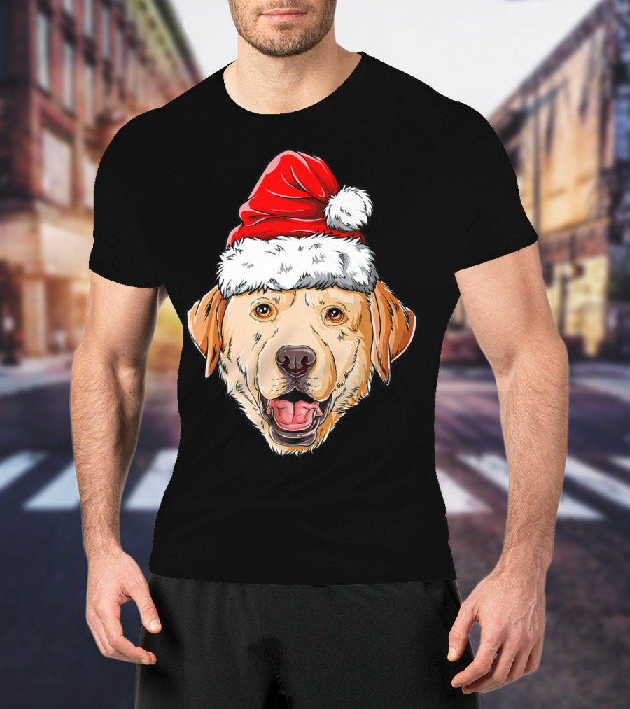 Labrador Santa Christmas Dog Wearing Festive Hat T-Shirt