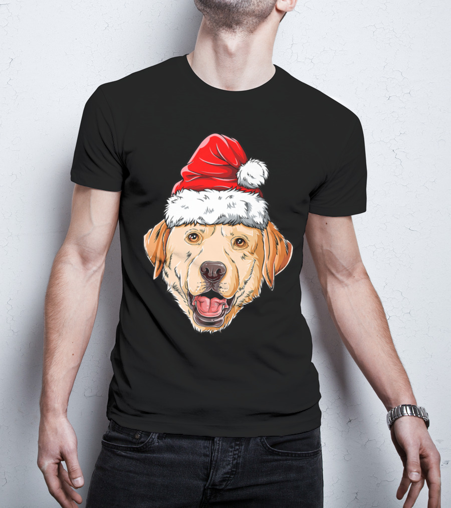 Labrador Santa Christmas Dog Wearing Festive Hat T-Shirt