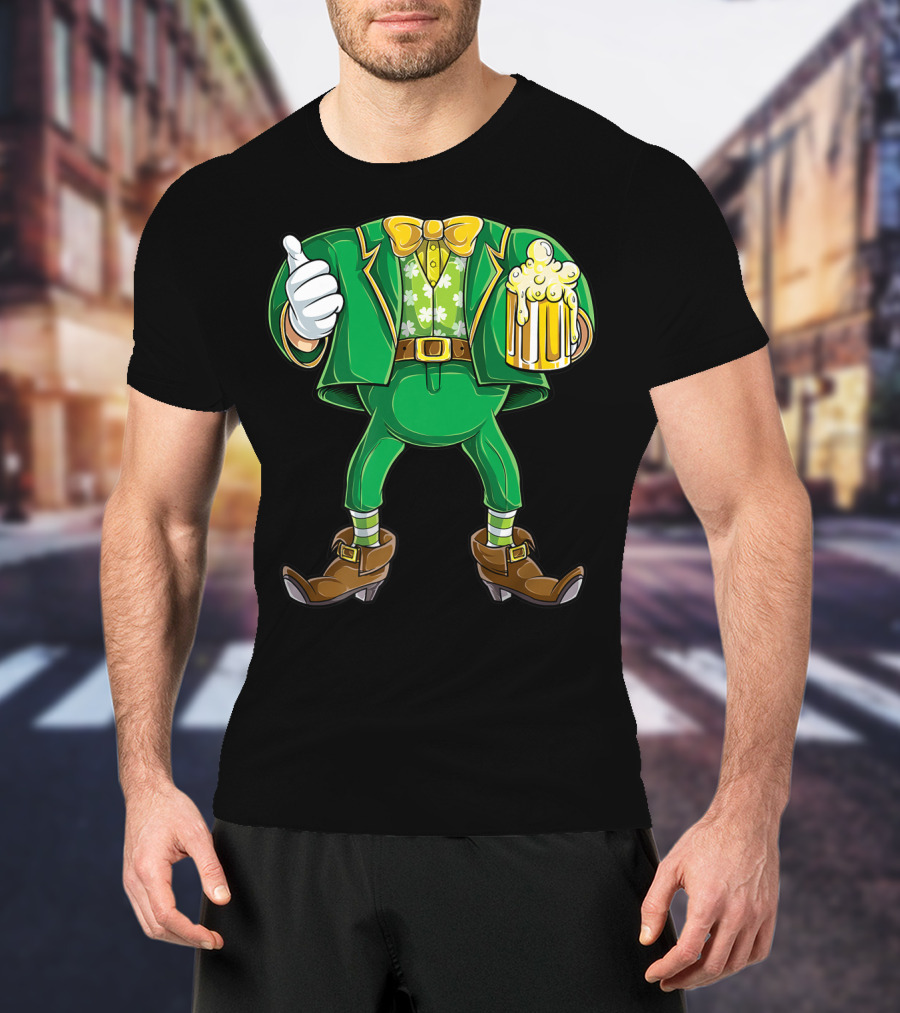 Leprechaun Costume St Patricks Day Men Beer Holding Foamy Mug And Thumbs Up T-Shirt