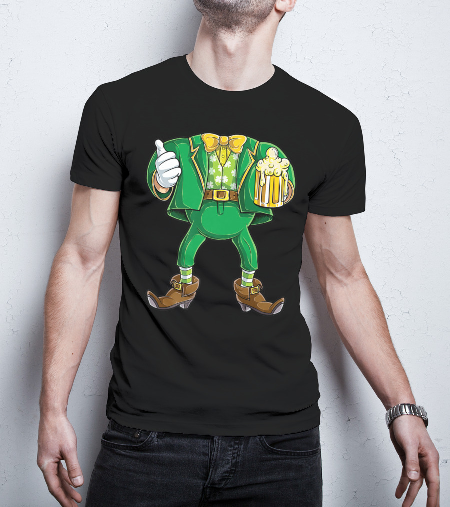 Leprechaun Costume St Patricks Day Men Beer Holding Foamy Mug And Thumbs Up T-Shirt