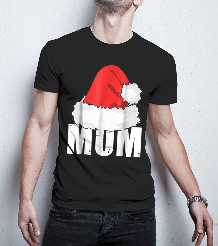 Mum Christmas Santa Hat Family Matching T-Shirt