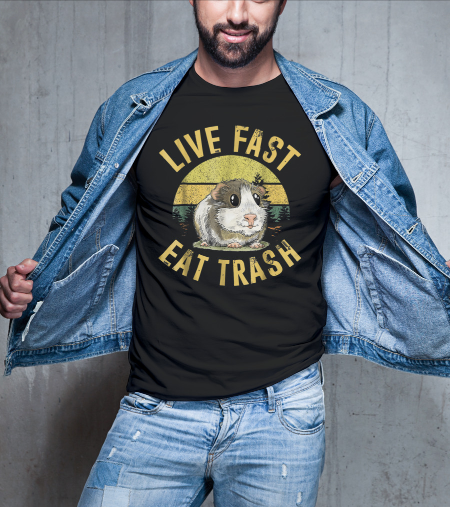 Live Fast Eat Trash Funny Guinea Pig T-Shirt