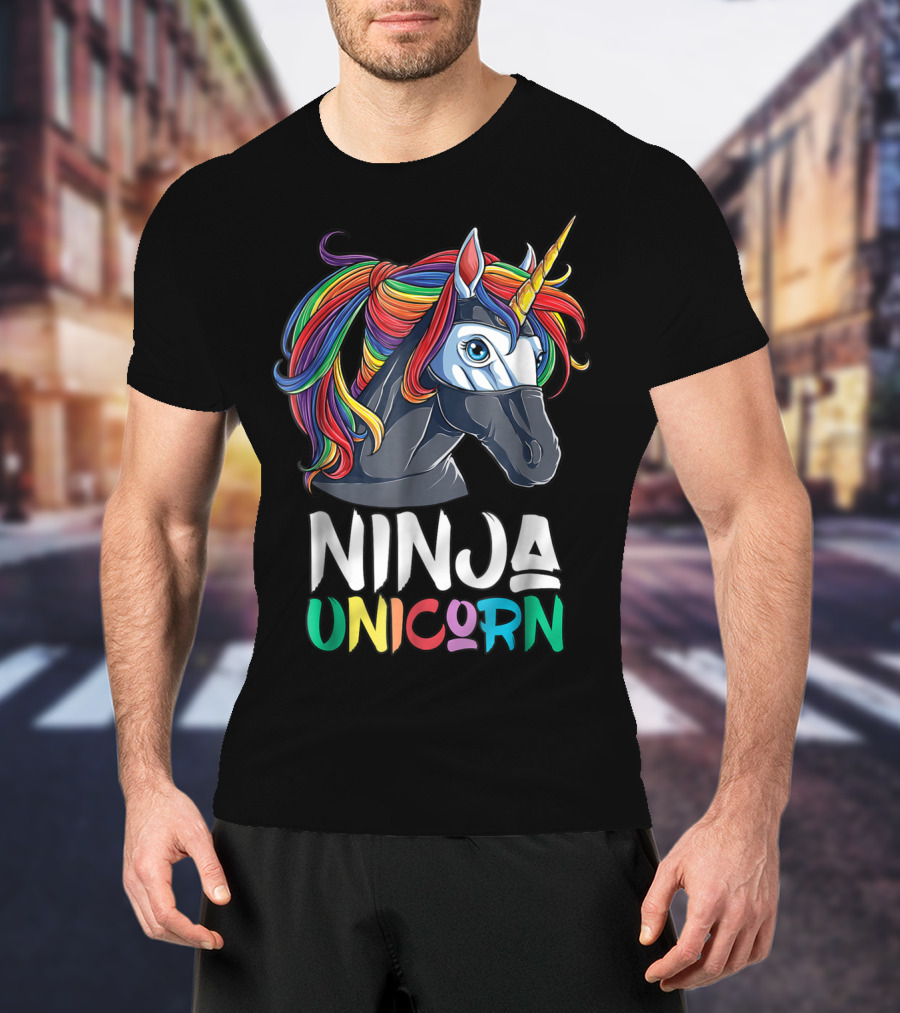 Ninja Unicorn Rainbow Girls Martial Arts T-Shirt