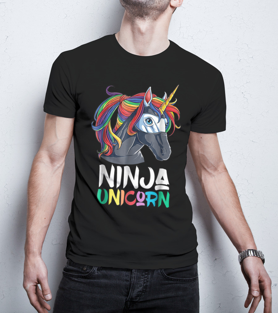 Ninja Unicorn Rainbow Girls Martial Arts T-Shirt