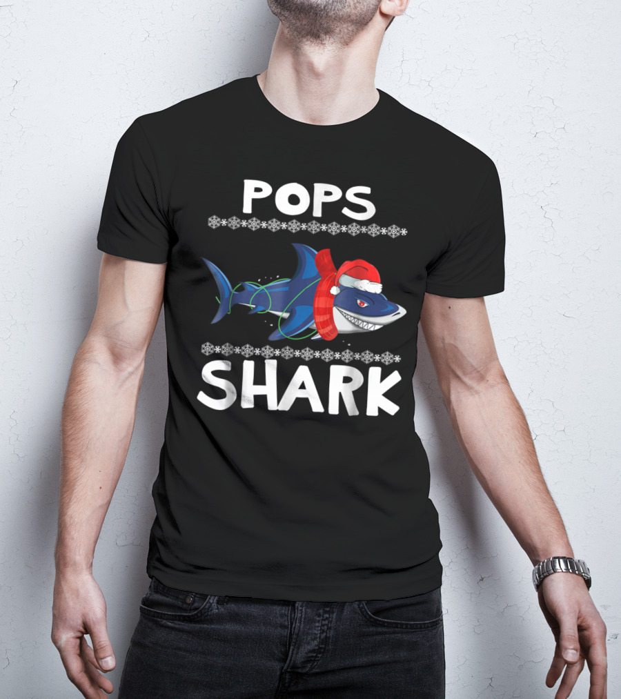 Pops Shark Christmas Family Sweater Holiday T-Shirt