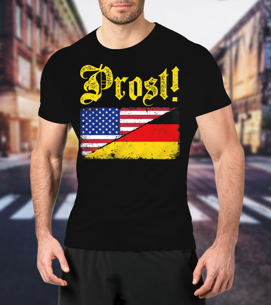 Prost German American Flag Oktoberfest T-Shirt