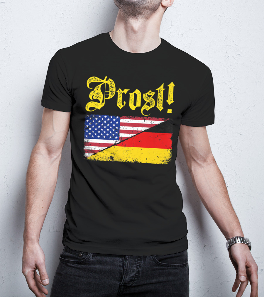 Prost German American Flag Oktoberfest T-Shirt