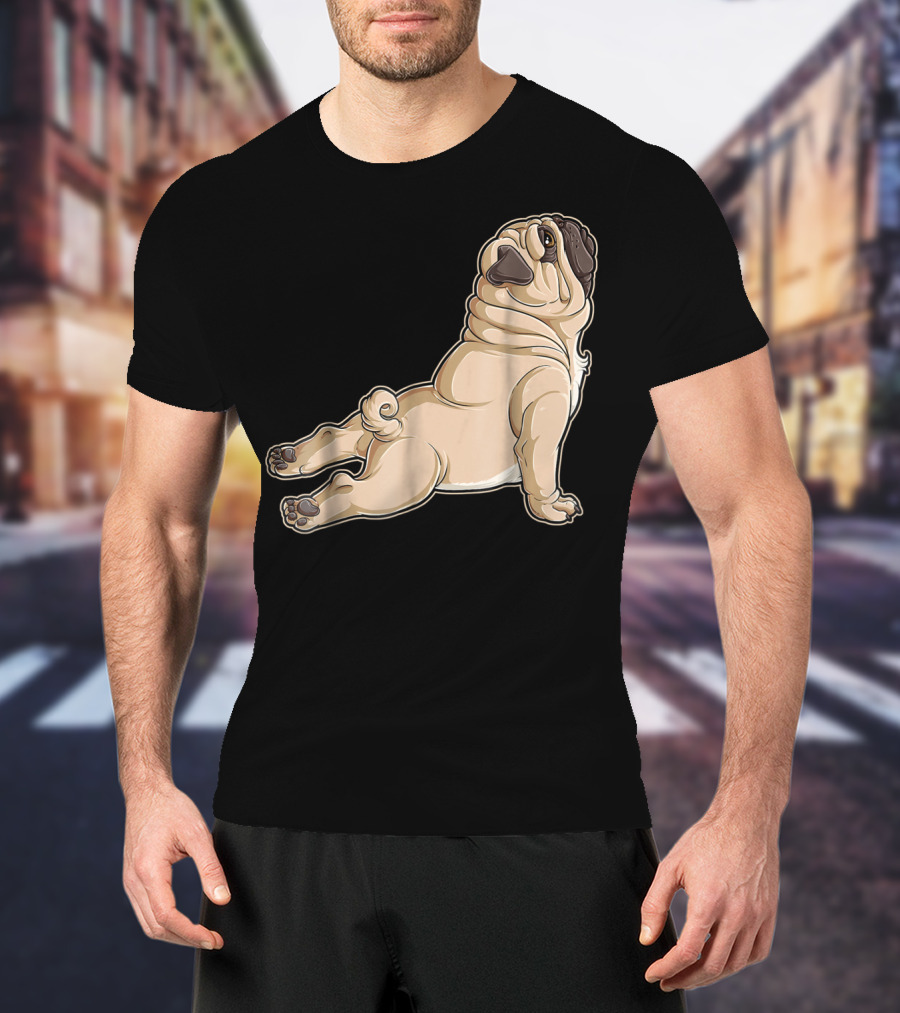 Pug Yoga Pose For Dog Lovers Puppy Funny T-Shirt