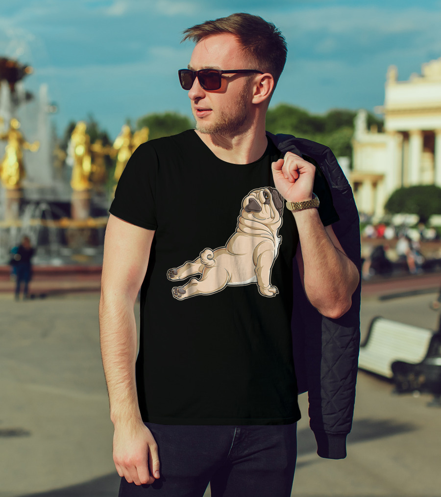 Pug Yoga Pose For Dog Lovers Puppy Funny T-Shirt