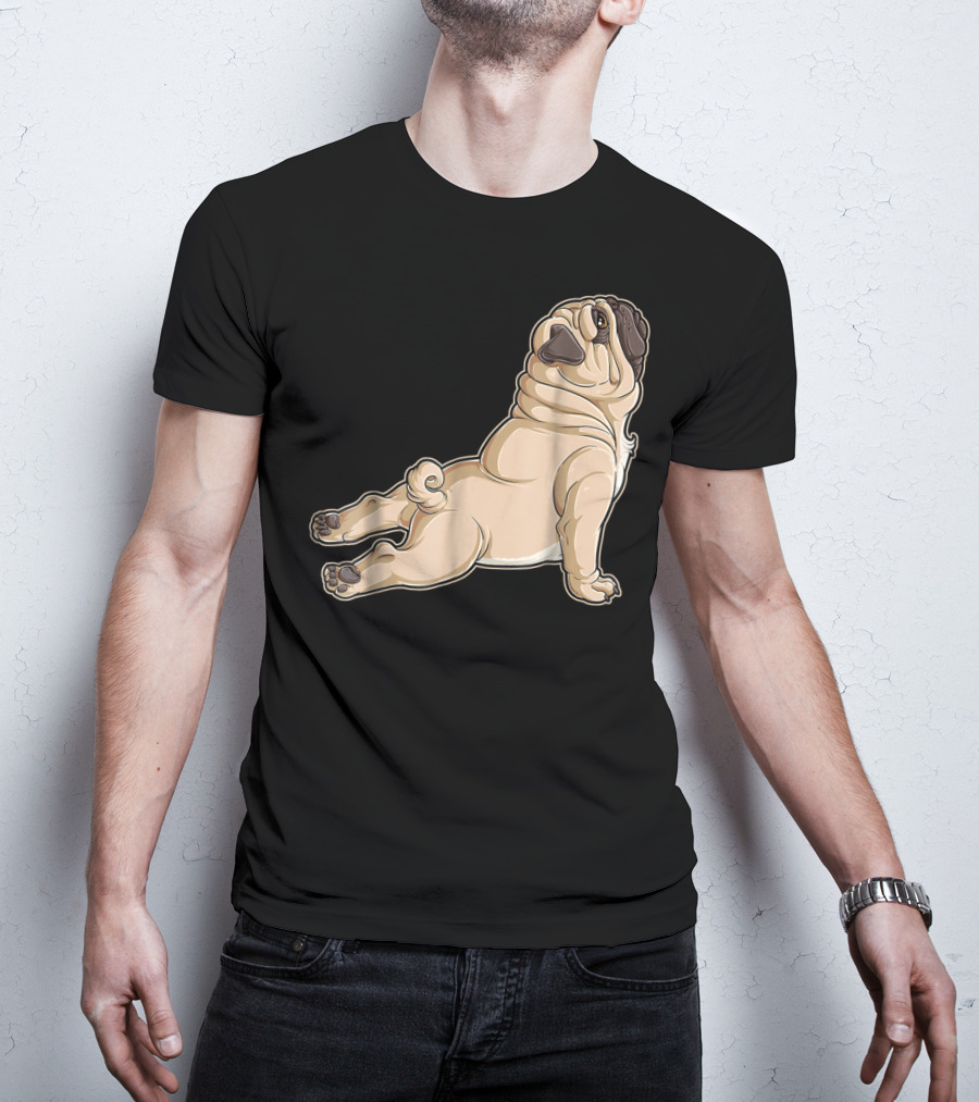 Pug Yoga Pose For Dog Lovers Puppy Funny T-Shirt