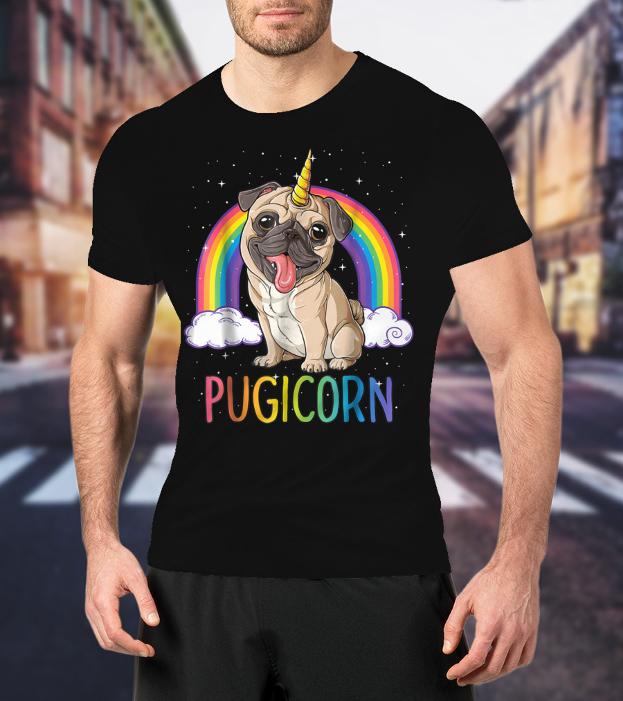 Pugicorn Pug Unicorn Kids Women Rainbow Galaxy T-Shirt