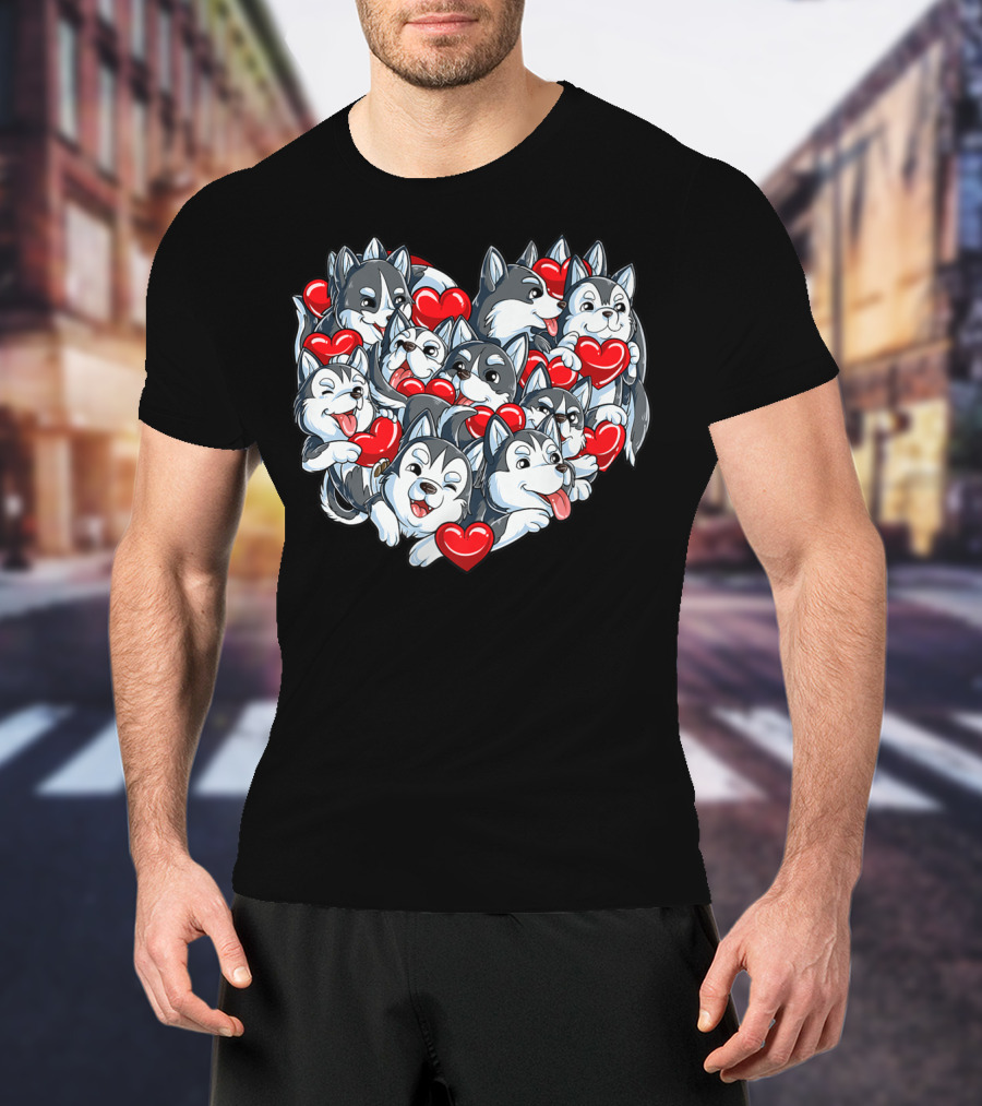 Siberian Husky Valentines Day Heart T-Shirt