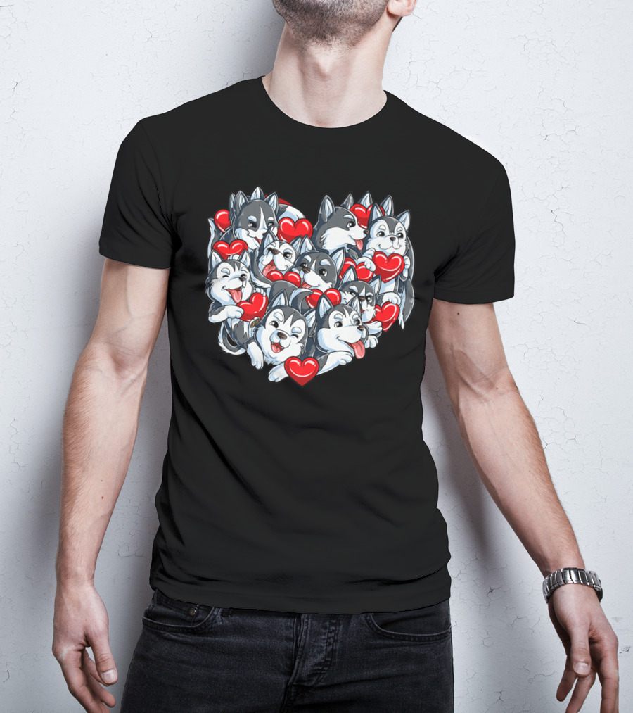 Siberian Husky Valentines Day Heart T-Shirt