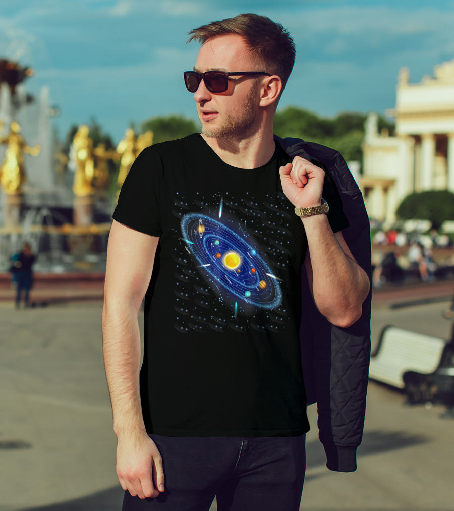 Solar System Awesome For Space Geeks Astronomy Planets Stars Orbits T-Shirt