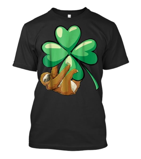 St Patricks Day Sloth Hugging Shamrock T-Shirt