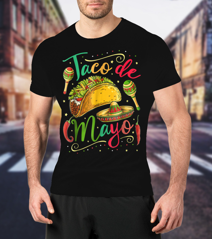 Taco De Mayo Cinco De Mayo Festive Maracas Sombrero Peppers T-Shirt