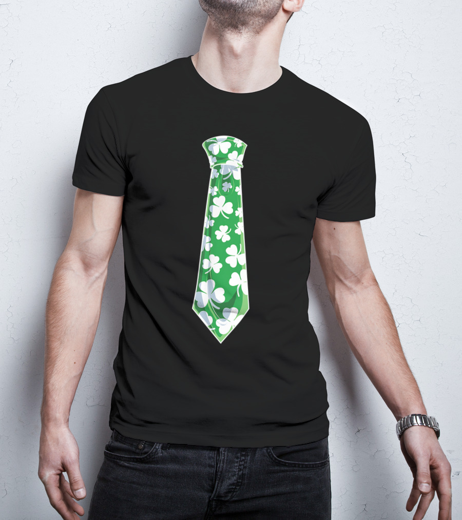 St Patricks Day Green Shamrock Tie Boys Men T-Shirt
