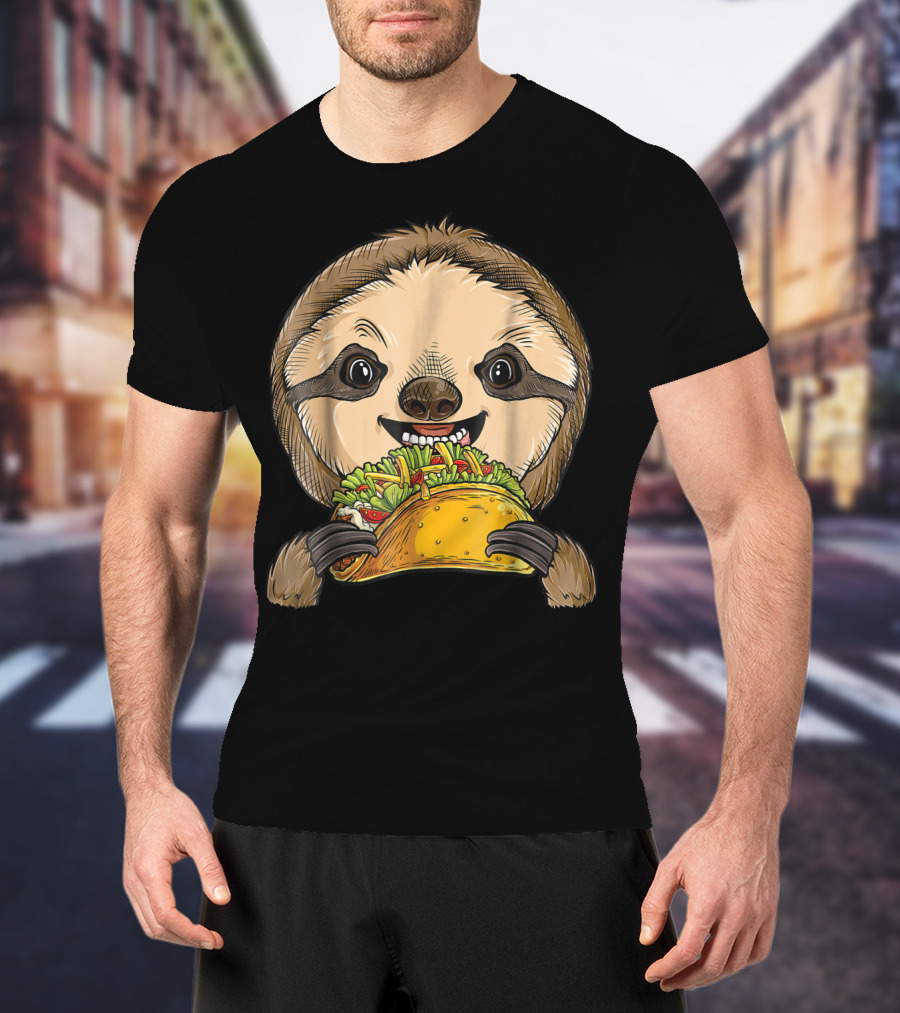 Sloth Enjoying A Taco Animal Tacos Lover T-Shirt