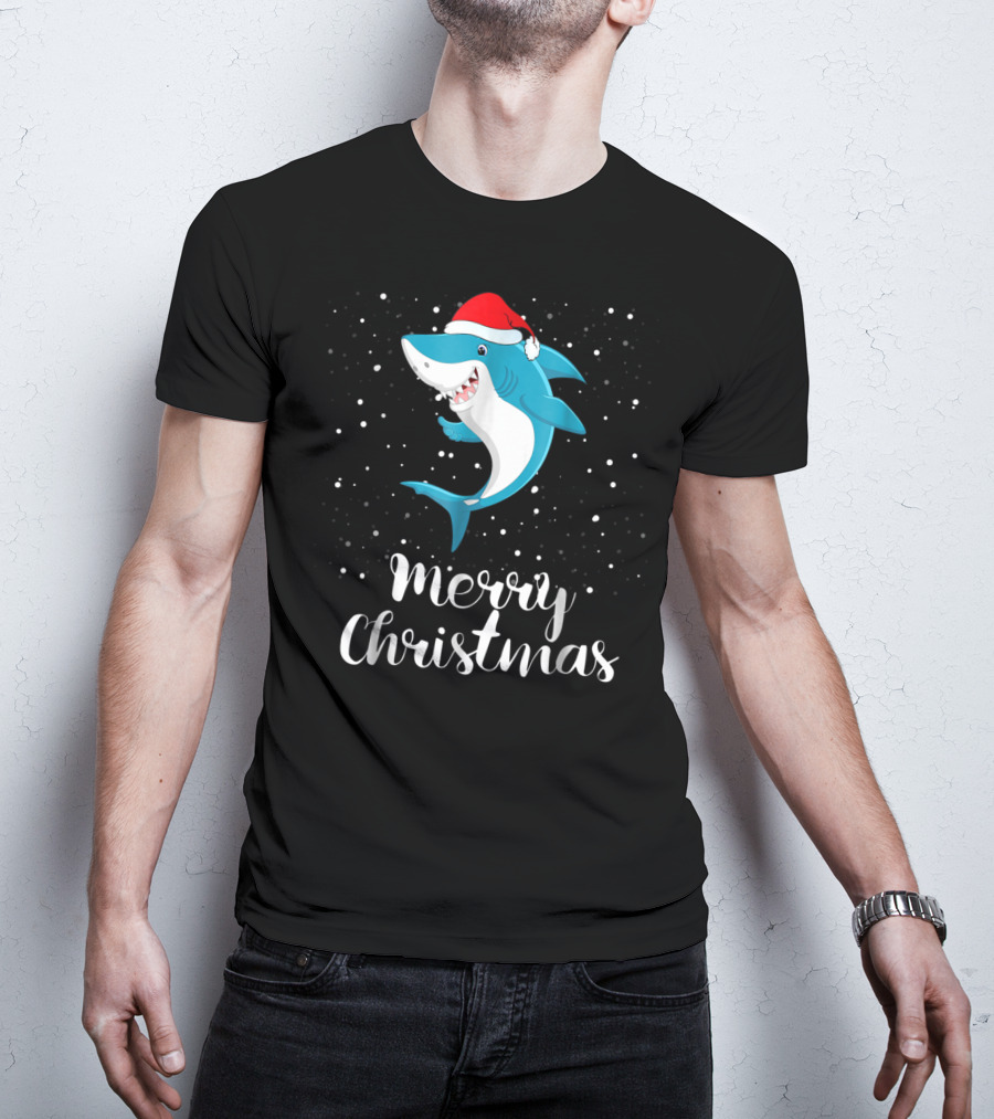 Merry Christmas Shark Funny Christmas Matching Family Group T-Shirt