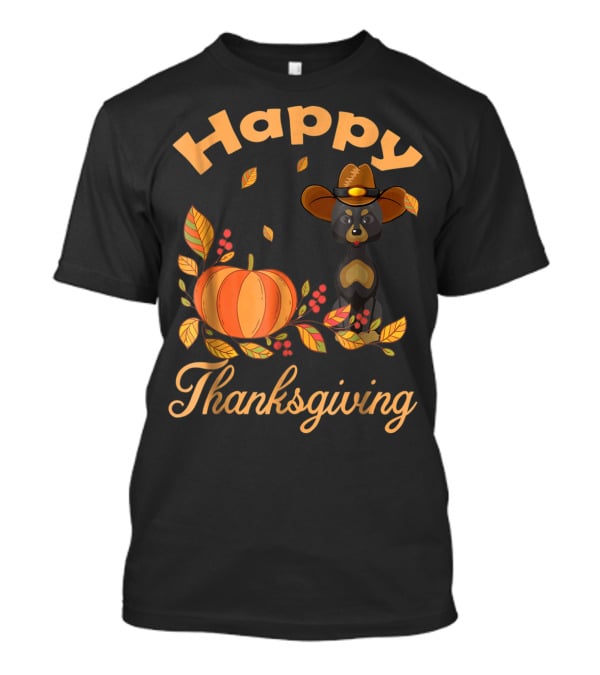 Happy Thanksgiving Great Danes Pilgrim Pumpkin Leaves T-Shirt