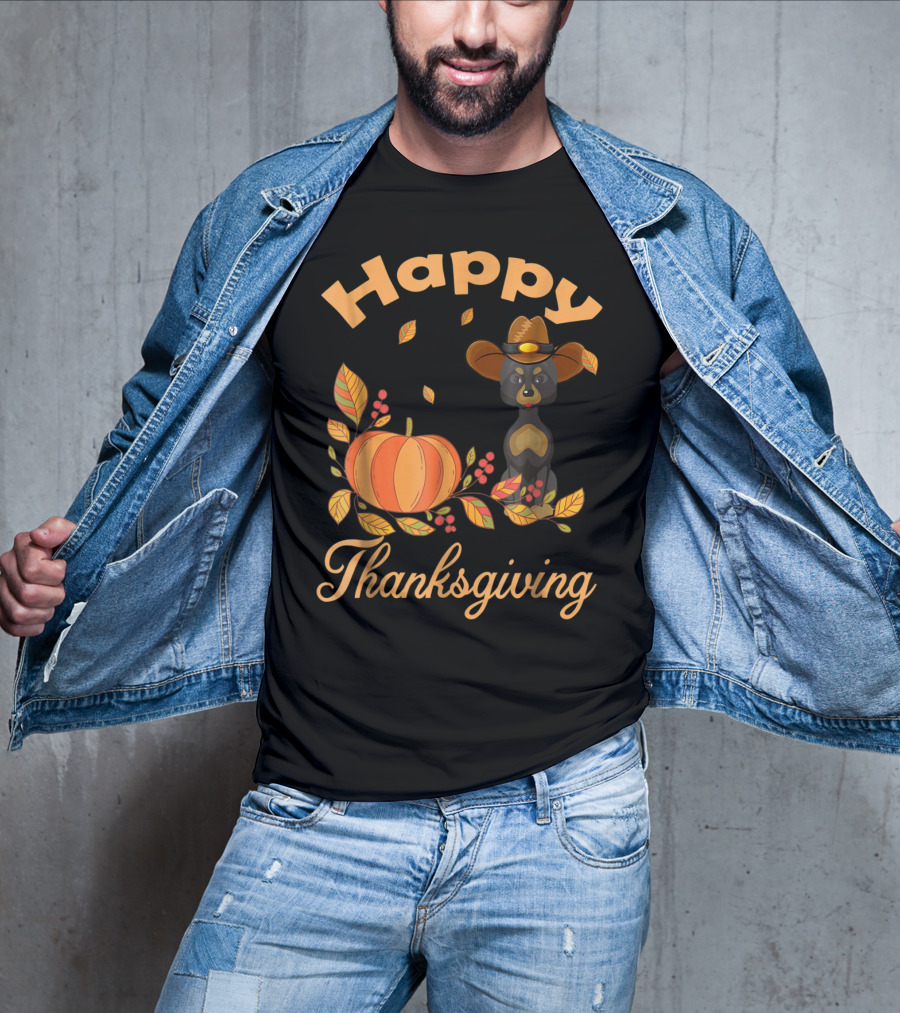 Happy Thanksgiving Great Danes Pilgrim Pumpkin Leaves T-Shirt