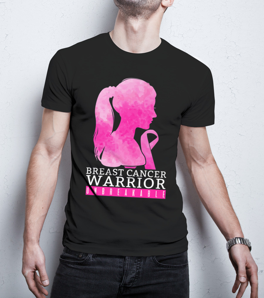 Breast Cancer Warrior Unbreakable Pink Ribbon T-Shirt