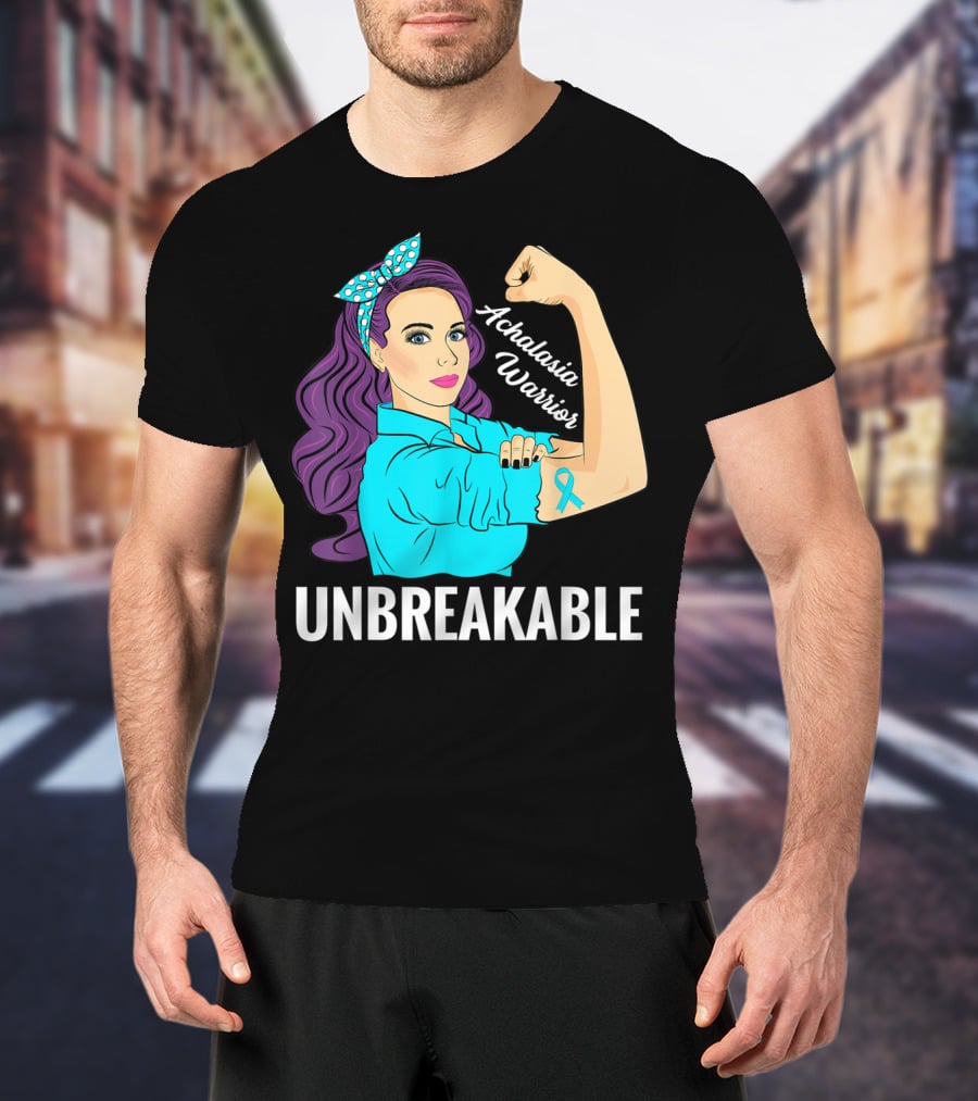Achalasia Warrior Unbreakable Rosie The Riveter Style Awareness T-Shirt