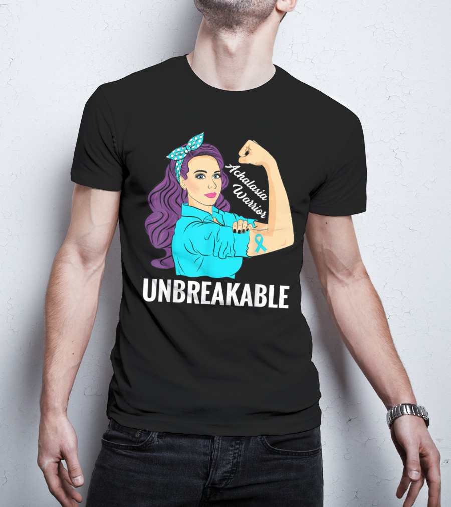 Achalasia Warrior Unbreakable Rosie The Riveter Style Awareness T-Shirt