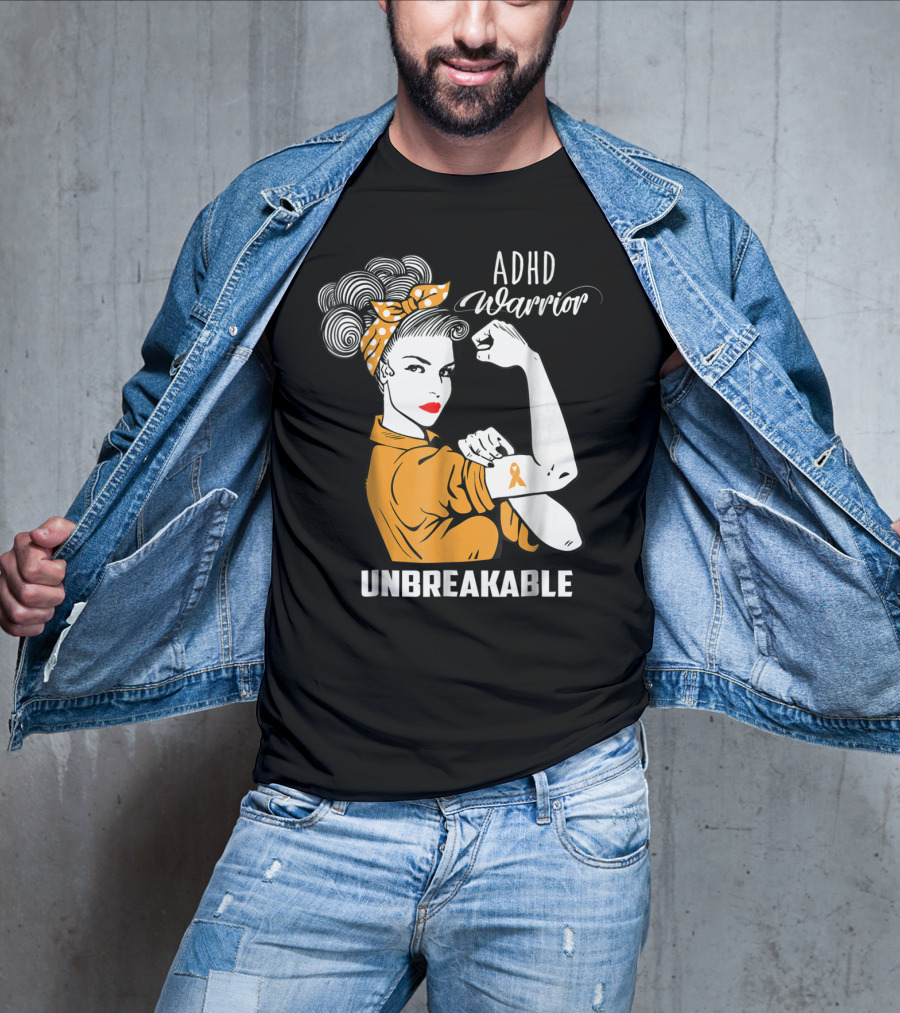 ADHD Warrior Unbreakable Ribbon Awareness Rosie T-Shirt