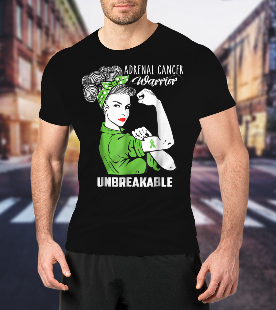 Adrenal Cancer Warrior Unbreakable Awareness Ribbon Strength T-Shirt