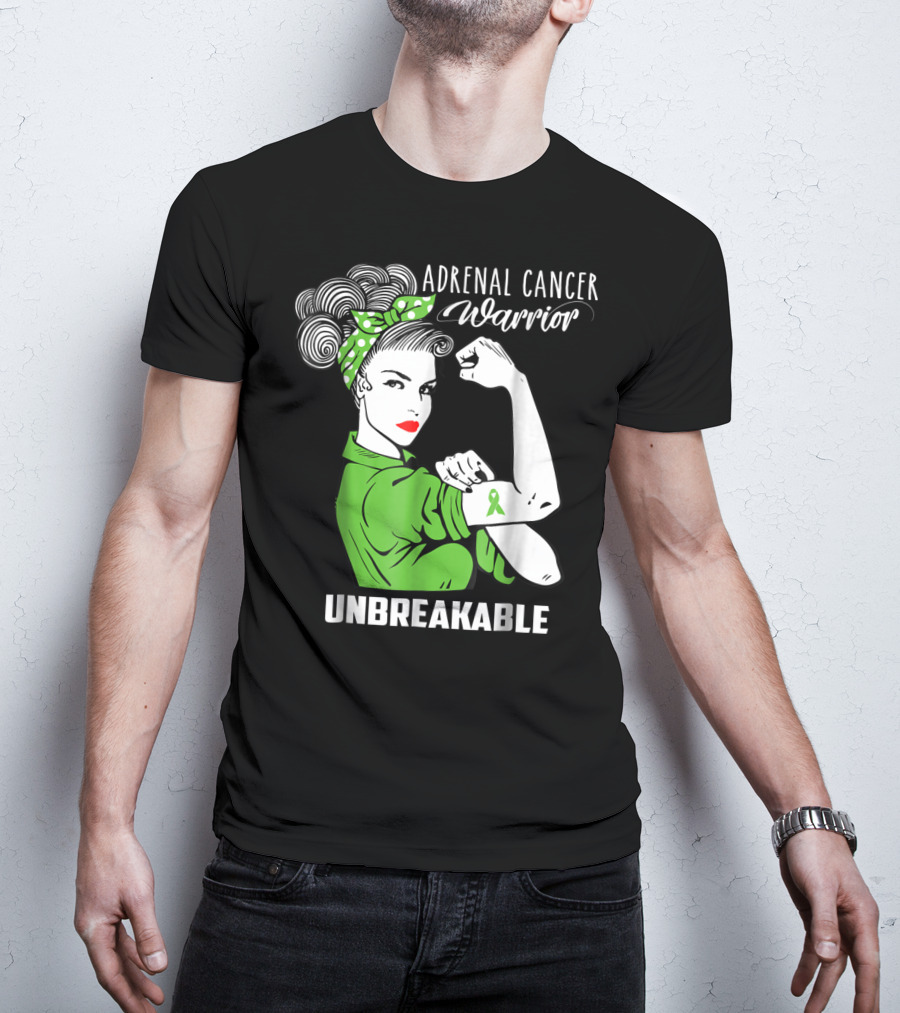 Adrenal Cancer Warrior Unbreakable Awareness Ribbon Strength T-Shirt