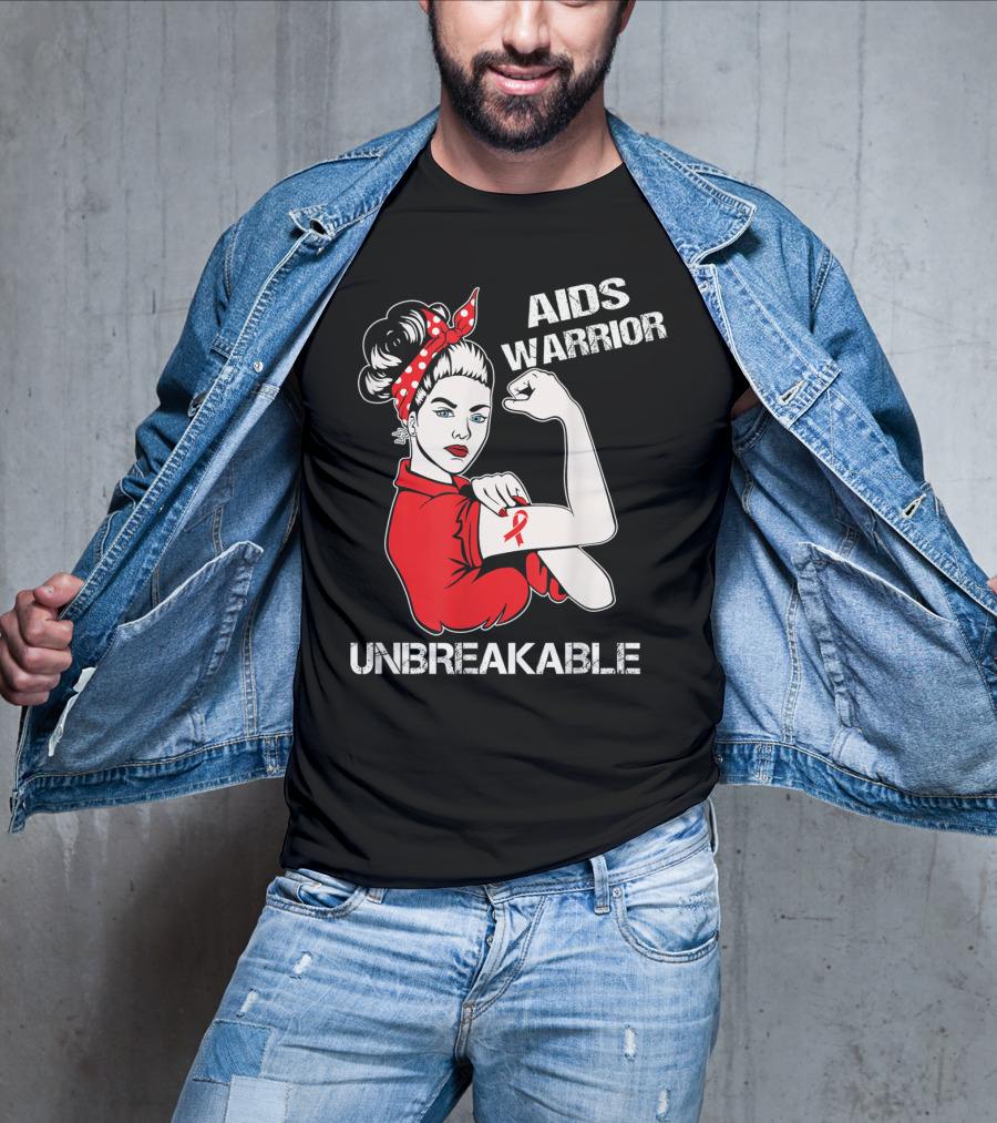 Aids Warrior Unbreakable Rosie The Riveter Ribbon Power T-Shirt