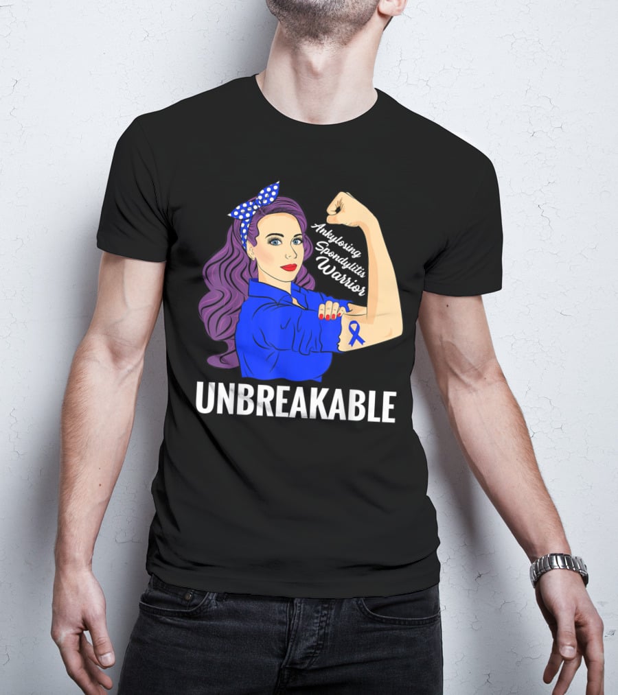 Ankylosing Spondylitis Warrior Unbreakable Rosie The Riveter Symbolic Strength T-Shirt