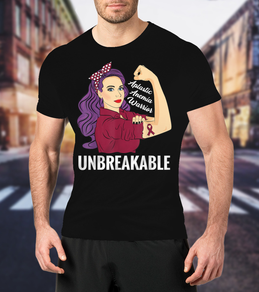 Aplastic Anemia Awareness Warrior Unbreakable Strength Ribbon T-Shirt