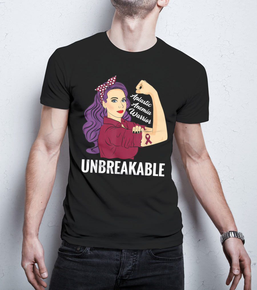 Aplastic Anemia Awareness Warrior Unbreakable Strength Ribbon T-Shirt