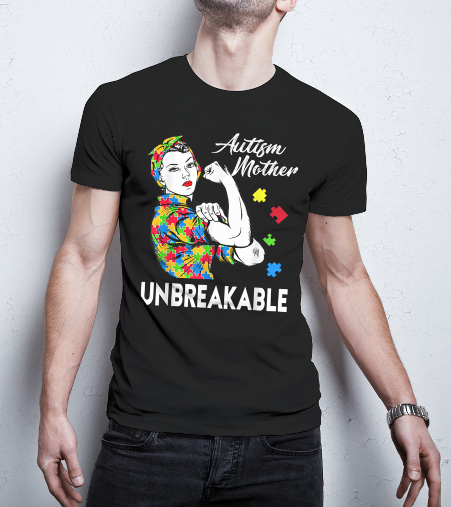 Autism Mother Unbreakable Puzzle Piece Awareness T-Shirt