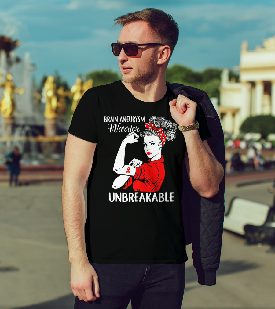 Brain Aneurysm Warrior Unbreakable Rosie The Riveter T-Shirt