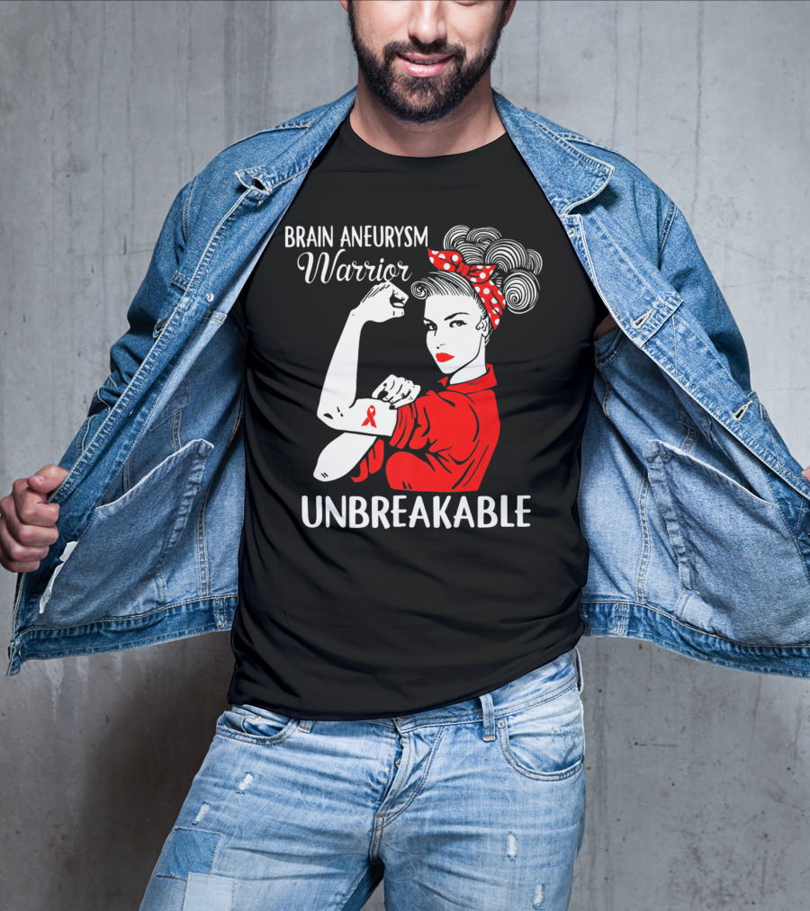 Brain Aneurysm Warrior Unbreakable Rosie The Riveter T-Shirt