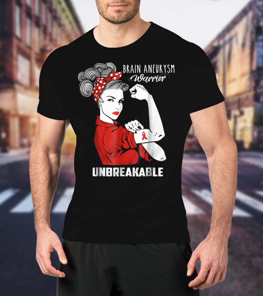 Brain Aneurysm Warrior Unbreakable Awareness Ribbon Strength T-Shirt