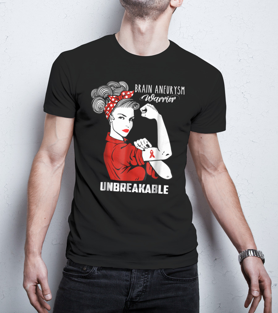 Brain Aneurysm Warrior Unbreakable Awareness Ribbon Strength T-Shirt